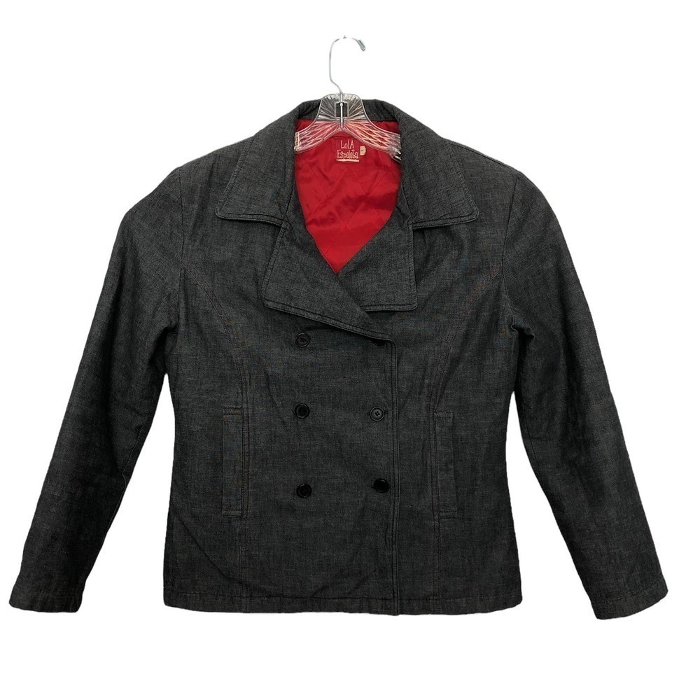 Lola Espeleta Women Blazer Size 3 Double Breasted Long Sleeve ‎ Notched Collar